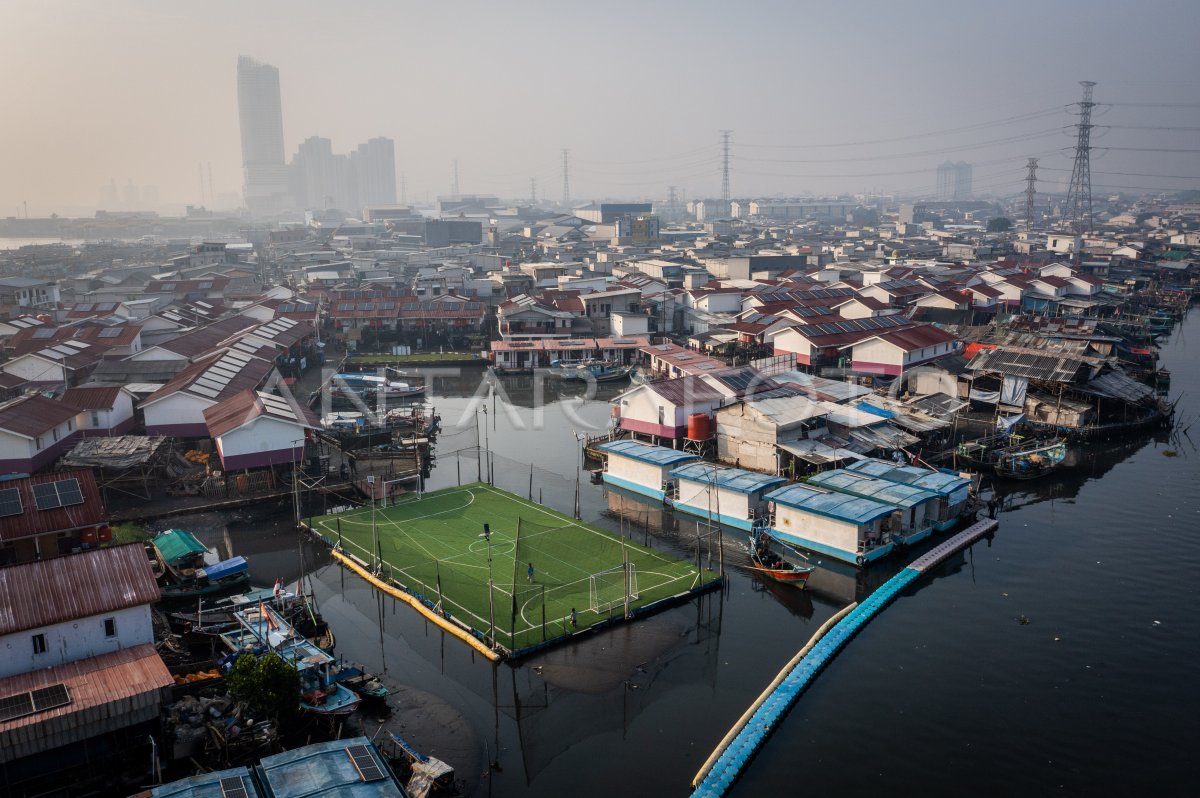 Floating field on the coast of Jakarta
