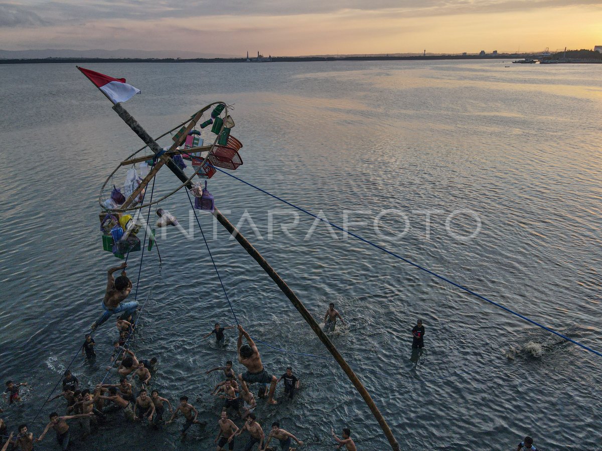 Lomba panjat pinang di Teluk Kendari