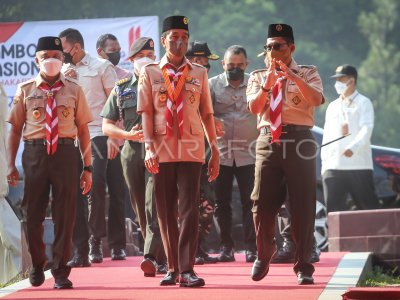 PRESIDEN JOKOWI KUNJUNGI JAMBORE NASIONAL GERAKAN PRAMUKA | ANTARA Foto