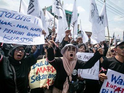 Aksi unjuk rasa mantan pekerja PT. Sritex