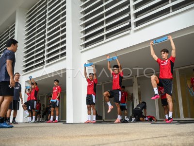 Latihan Timnas Indonesia U-22 jelang uji coba melawan Mali