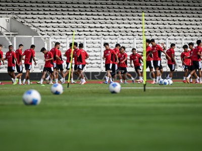 Latihan Timnas Indonesia U-22 jelang lawan Mali