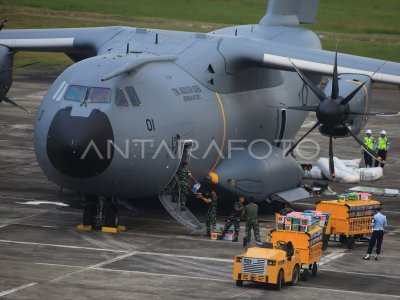 Pesawat Airbus A 400 angkut  bantuan bencana tiba di Bandara SIM