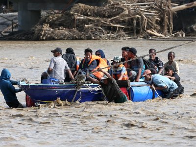 A ferry boat on the Peusangan River in Bireuen