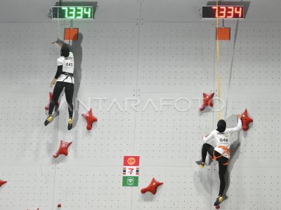 Puja Lestari wins women&#039;s speed climbing gold medal